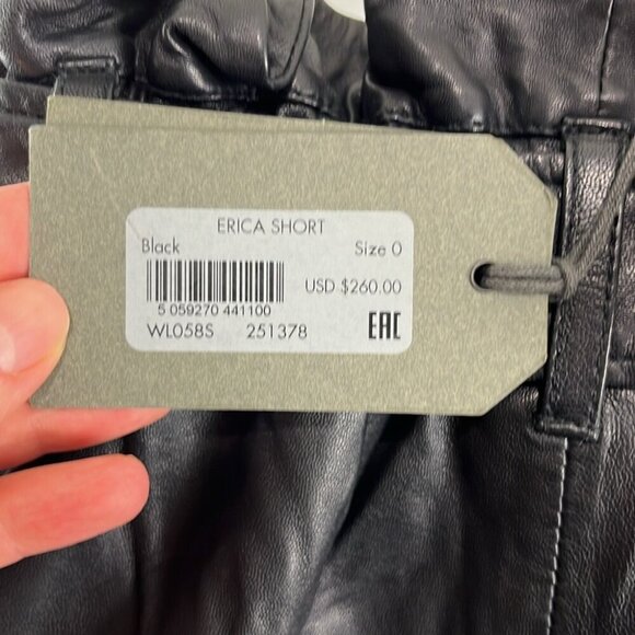 Allsaints NWT Erica Black Leather Paperbag Shorts - Picture 8 of 11